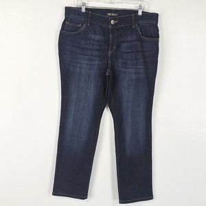 Lee Plus Ultra Lux Straight Leg Jeans Womens 16W Petite Dark Wash Blue Mid Rise